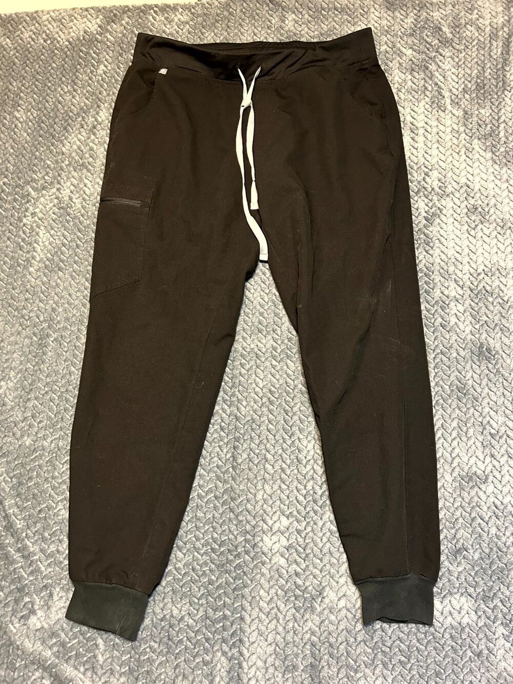 FIGS Zamora Jogger Scrub Pants Women's Large Black Utility Pockets Drawstring